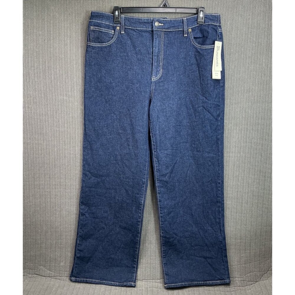 NB Baggy Womens Size XXL (20) Indigo Rinse Wide Leg Jeans Elastic Waistband